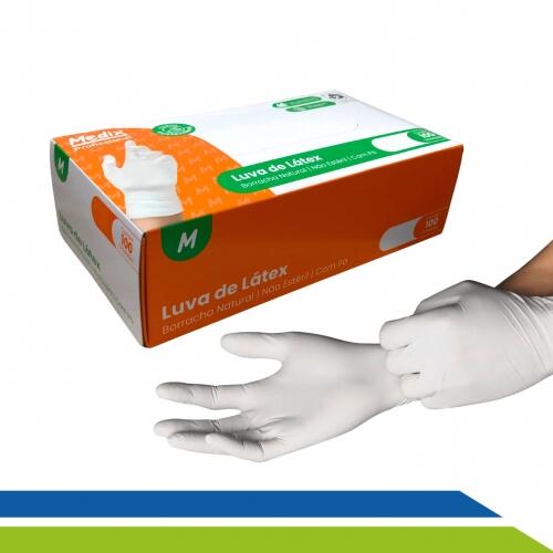 Luva de Látex com Pó Profissional  Branca CX 100 UN - MEDIX