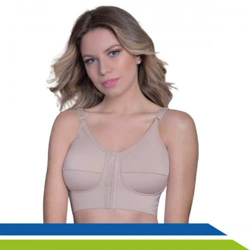 Sutiã Pós-Cirúrgico com Base Reforçada Fechamento Frontal e Costura Horizontal no Busto - Cód. 60113 - New Form