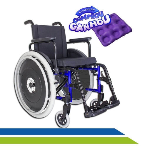 Cadeira de Rodas em Alumínio Dobrável Antifuro ou Inflável Adulto Idoso até 120kg - Ortomobil - Cód. MA3E