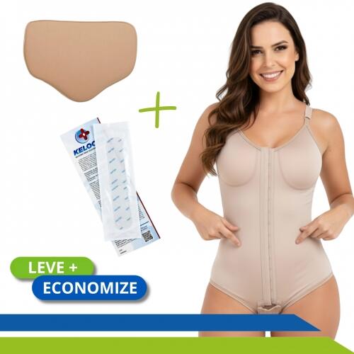 Kit Pós-cirúrgico Completo com Cinta Body Placa Abdominal e Fita de Silicone
