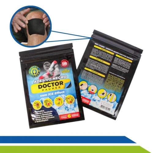 Adesivo Emplastro Gel Negro Terapêutico  Alívio de Dores Musculares e Efeito Ice (6 Unidades) Ortho Pauher