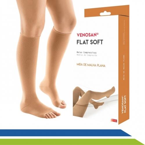 Meia de Média Compressão 20–30 mmHg 3/4 Cirurgia de Varizes Lipedema Linfedema Flat Soft Venosan