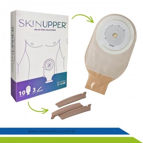 Bolsa para Colostomia e Ileostomia Drenável 19-64mm com Filtro e Clamp Skinupper – Recortável, Confortável e Segura