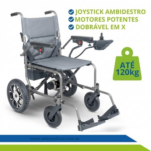 Cadeira de Rodas Motorizada Super Leve Dobrável Portátil até 120kg com Bateria de Lítio