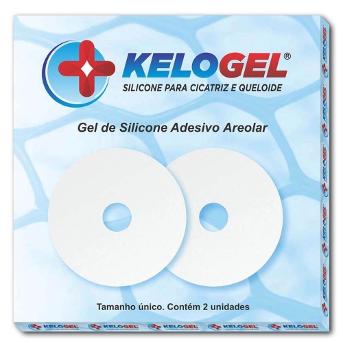 Fita Areolar Adesiva em Gel de Silicone para Cicatriz e Prevenção de Queloide - Par - Kelogel