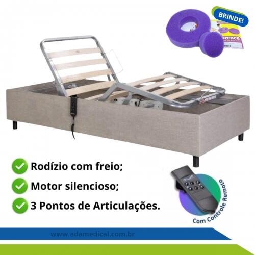 Cama Hospitalar Motorizada Articulada Zeus até 150kg Com Controle Remoto Idoso Acamado Cadeirante Pilati