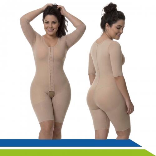 Cinta Plus Size Pós-Cirúrgica Compressora Lipoaspiração com Mangas Curtas UN 60432 New Form