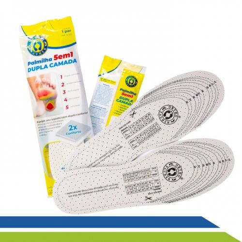 Palmilha Ortopédica 5 em 1 Dupla Camada Anti Odor Conforto para Trabalho Caminhada e Uso Diário