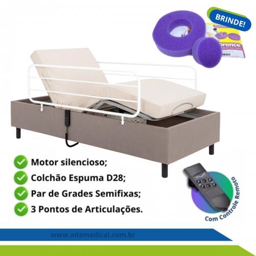 Cama Hospitalar Motorizada Articulada Zeus com Colchão D28 Original e Par de Grades Pilati