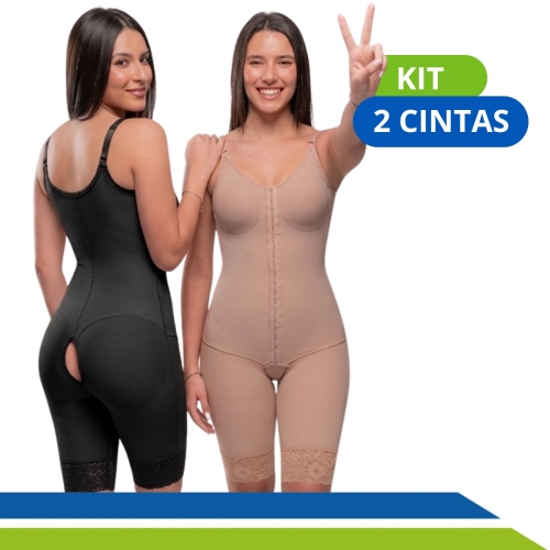 Kit 2 Cintas Pós Cirúrgica Emana Macaquinho Reforçada Abdominoplastia Lipoaspiração 4 Ajustes Original