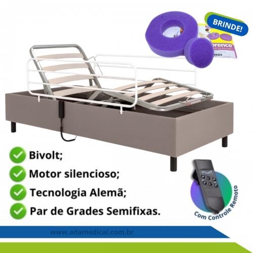 Cama Hospitalar Motorizada Articulada Zeus até 150kg com Par de Grades Idoso Acamado Cadeirante Pilati