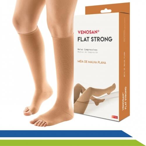 Meia de Alta Compressão 30–40 mmHg 3/4 Cirurgia de Varizes Lipedema Linfedema Flat Strong Venosan