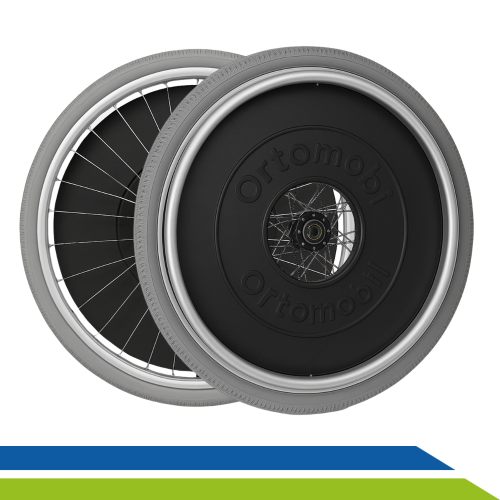 Roda Pneu Antifuro ou Inflável Alumínio Traseiro 60x60 para Cadeira de Rodas Ortomobil sem Eixo PAR