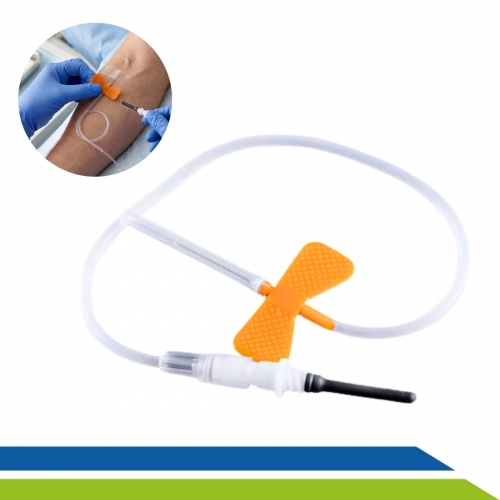 Scalp 25G Laranja Coleta de Sangue INJEX Estéril Descartável Veias Difíceis Infantil Idoso