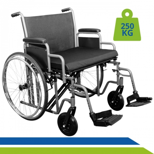 Cadeira de Rodas Plus Size Reforçada até 250kg Confortável Dobrável Idosos Fratura Reabilitação