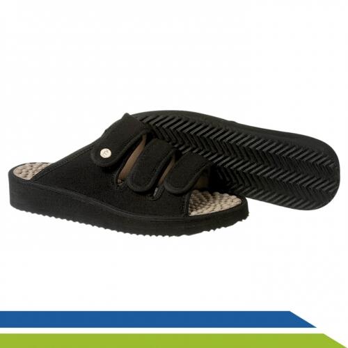 Chinelo Mule Ortopédico Ajustável com Pontos Massageadores Fascite Plantar Esporão Calcâneo Pé Diabético Mundo Flex