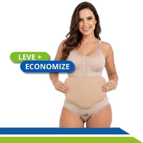 Kit Pós-Cirúrgico Abdominoplastia Cinta Tipo Body e Placa em Espuma New Form